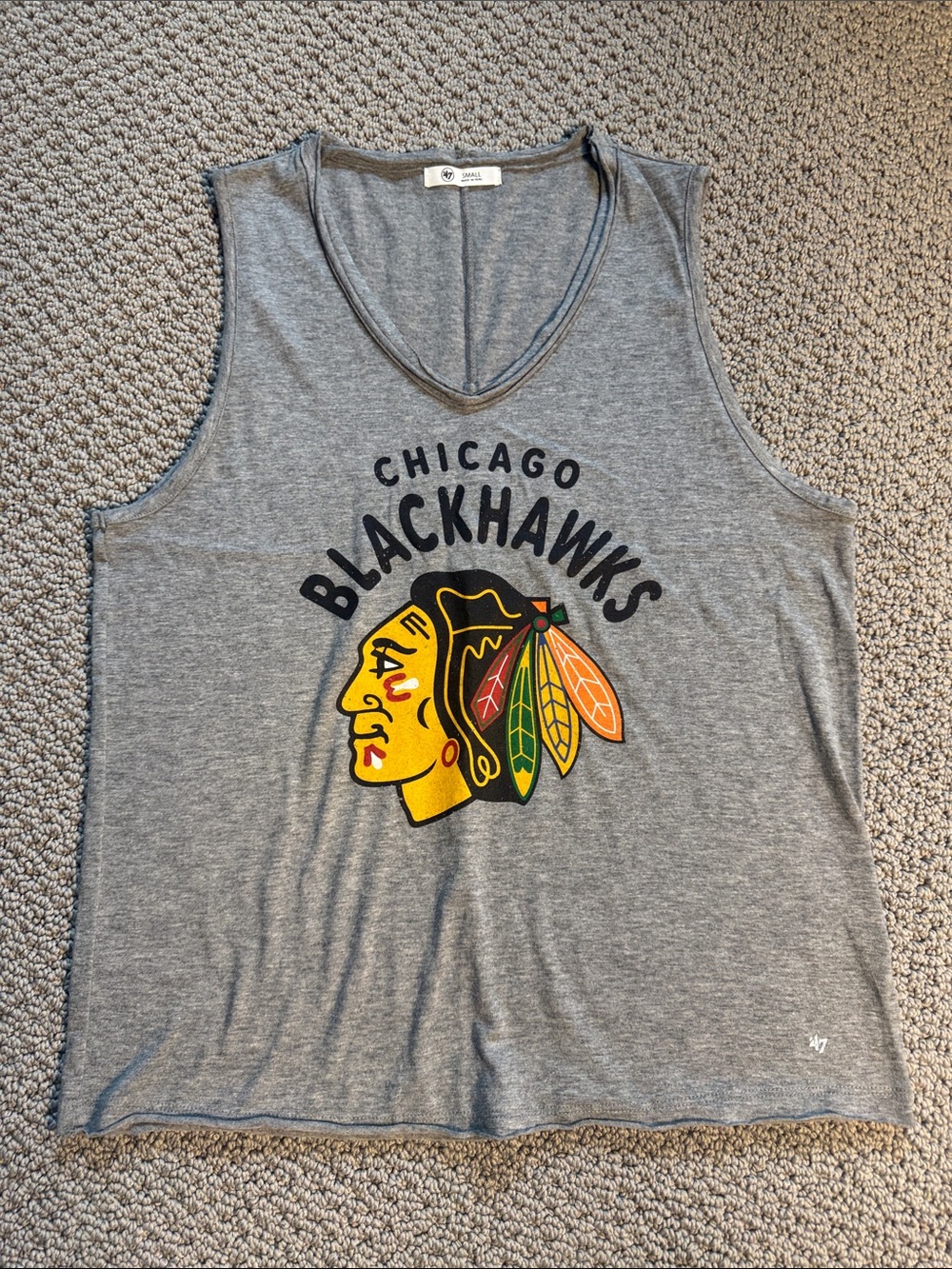 '47 Gray Chicago Blackhawks Graphic Tank- Small